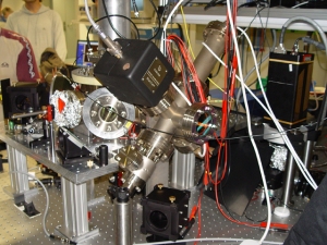Figure 3: apparatus for ion trapping in a lab in Innsbruck. Ion traps are one possibility for constructing a quantum computer.